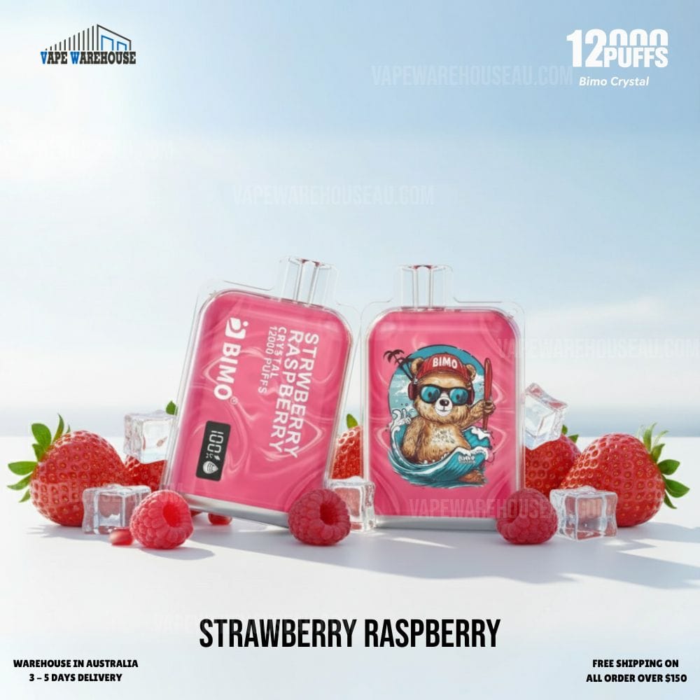 BIMO Crystal 12000 Puffs Strawberry Raspberry 1 BIMO Crystal 12000 Puffs Strawberry Raspberry