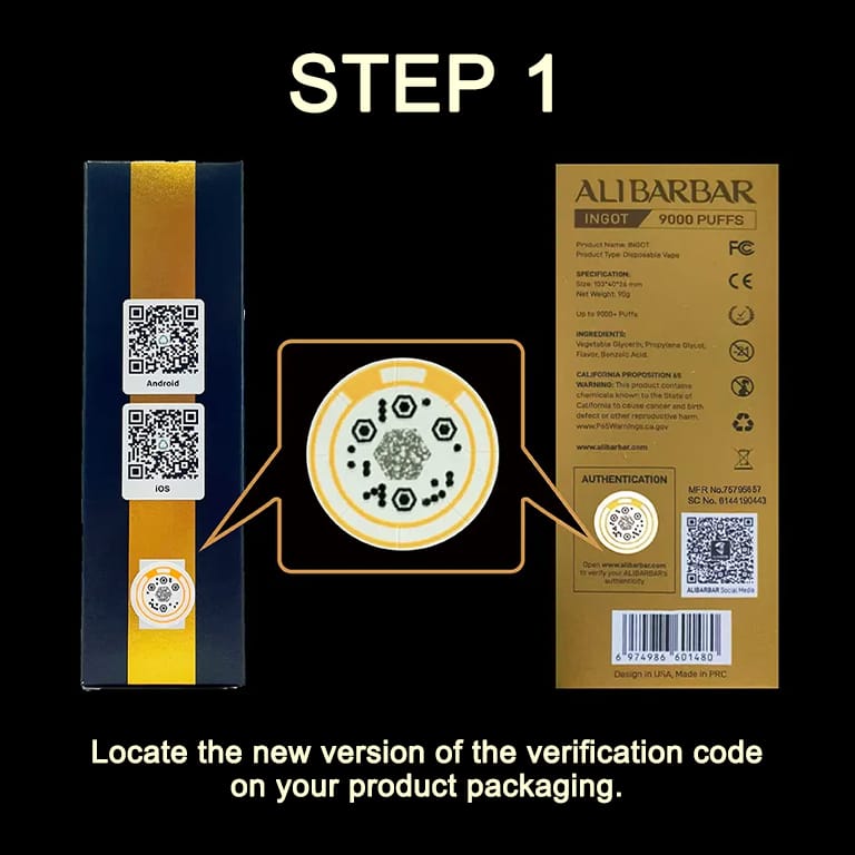 ALIBARBAR Vape Authentication Guide 1 ALIBARBAR Authentication for New Code Verification Step 1