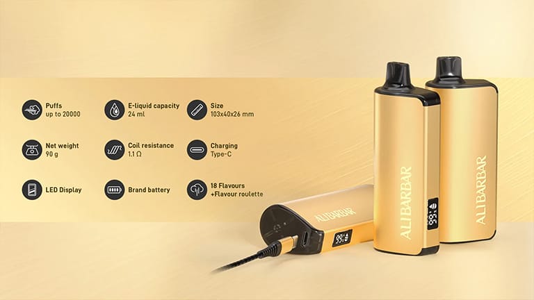 ALIBARBAR INGOT 20000 Puffs Review: The Future of Disposable Vapes 3 ALIBARBAR INGOT 20000 Details