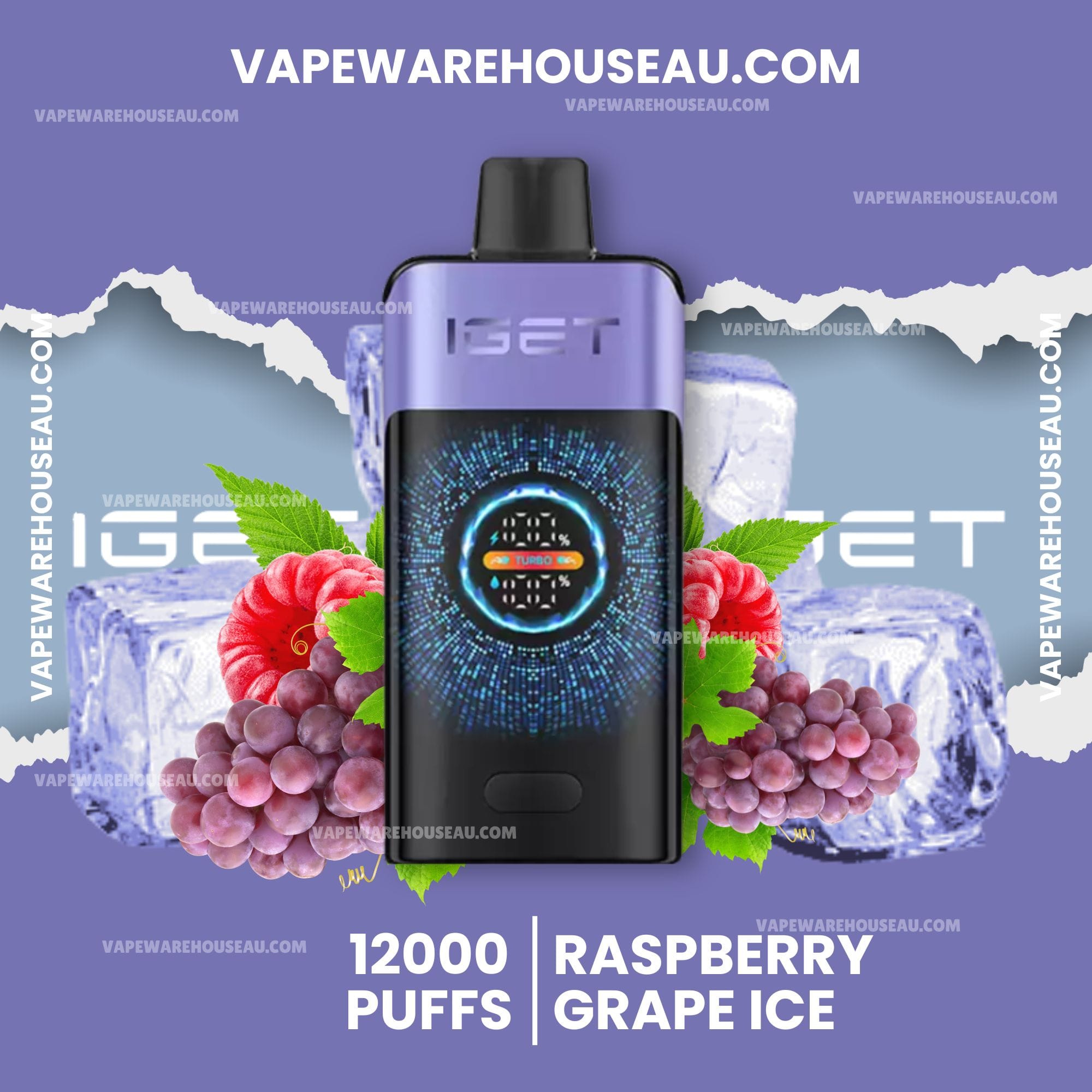 IGET One 12000 Puffs Raspberry Grape Ice 1 IGET One 12000 Puffs Raspberry Grape Ice
